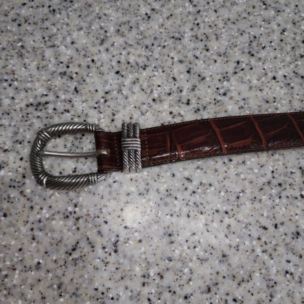 Brighton Brown Leather Belt with Silver Buckle Size M